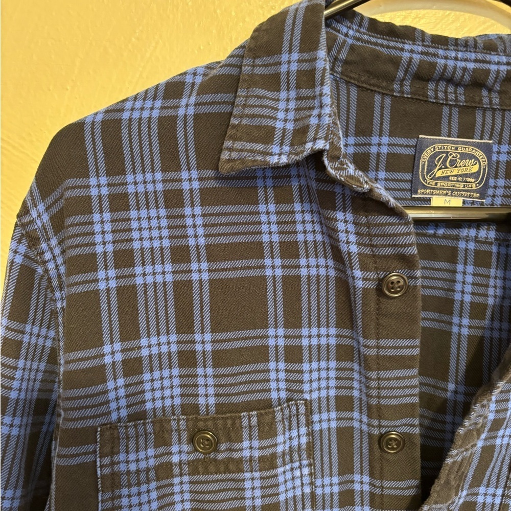 Crew Sportsmen’s Outfitter Blue Plaid Flannel Shirt Men’s Medium Cotton - Picture 7 of 9